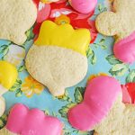 spring shaped sugar cookies overhead shot