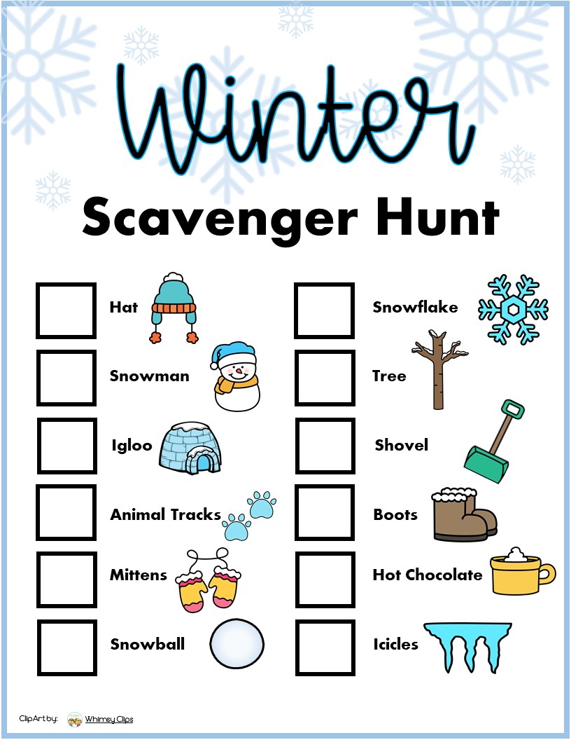 Have Fun in the Cold with this Winter Scavenger Hunt Free Printable
