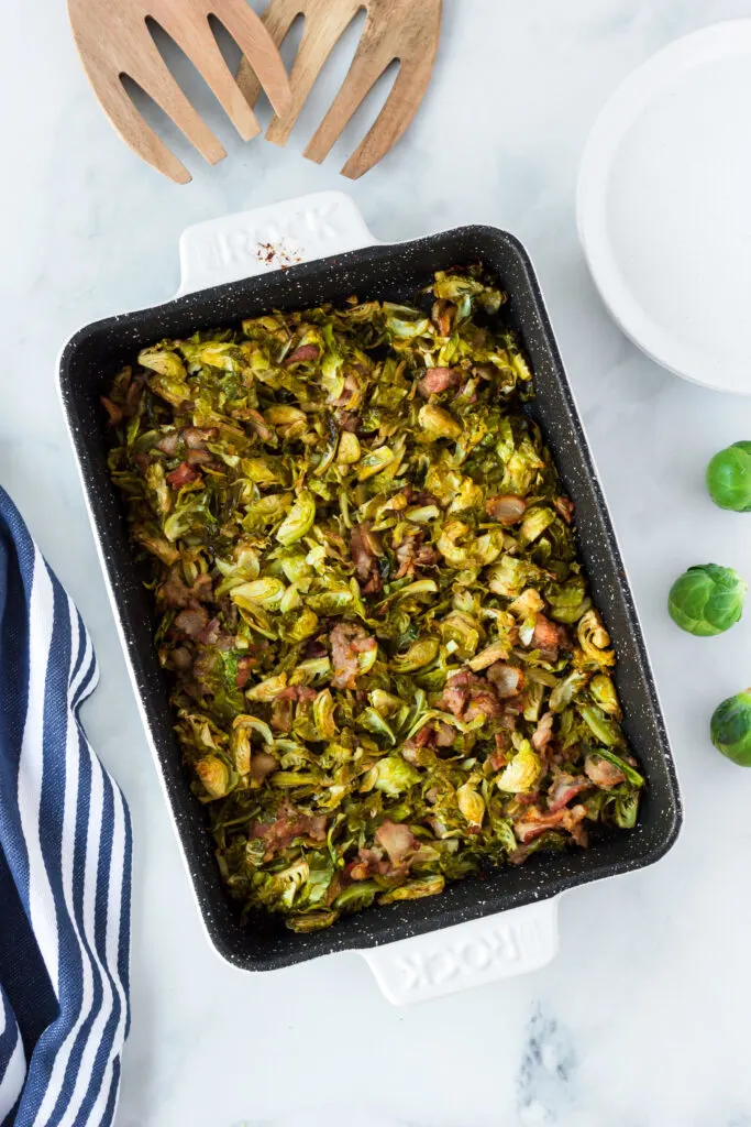 Roasted Shredded Brussel Sprouts with Bacon-5