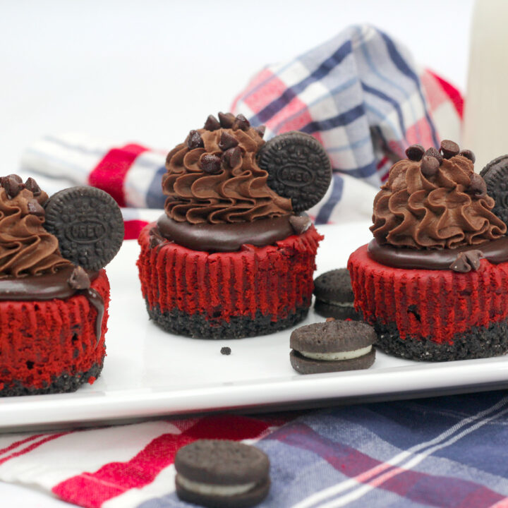 mini red velvet cheesecakes