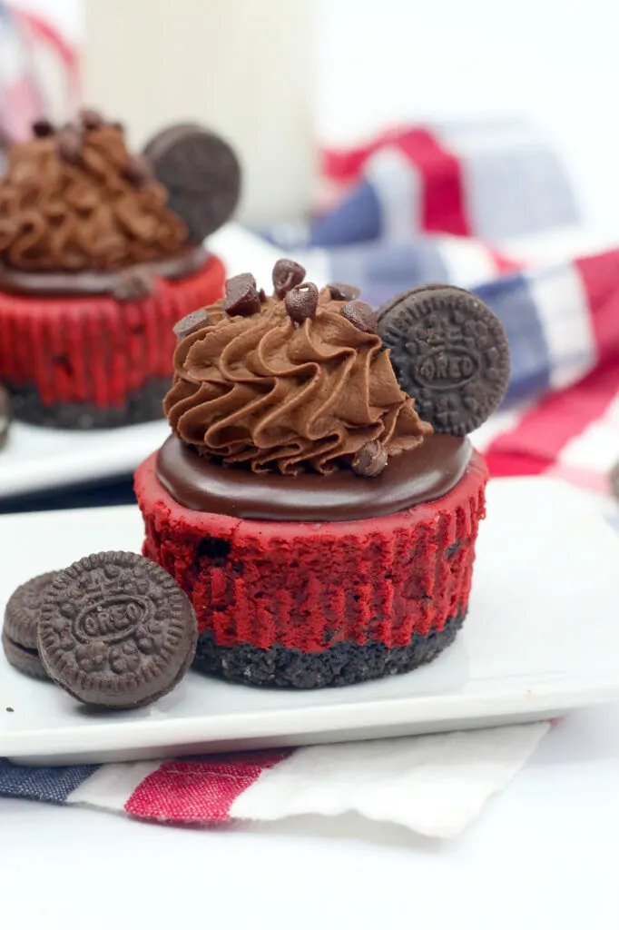 mini red velvet cheesecakes